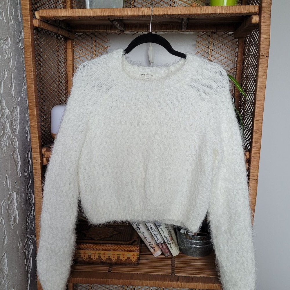 Fluffy white sweater
